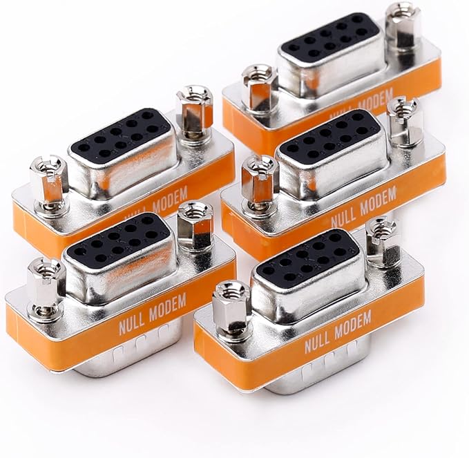 DB9 Null Modem Adapter Male to Female Slimline Data Transfer Serial Port Adapter 5 Pack