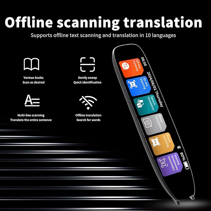 Translation Pen,Translator Pen for Dyslexia,142 Language Scan Reading Pen,Online/Offline/Text to Speech/Photo traductor Pen,Language Learners,Travel, Business People ﻿Pen Scanner