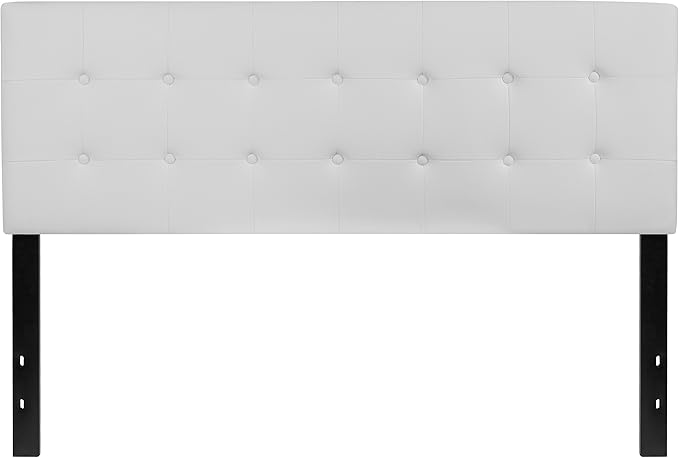 Flash Furniture Lennox Tufted Upholstered Queen Size Headboard in White Vinyl