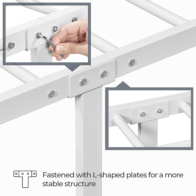Yaheetech Classic Metal Platform Bed Frame Mattress Foundation with Victorian Style Iron-Art Headboard/Footboard/Under Bed Storage/No Box Spring Needed/Full Size White
