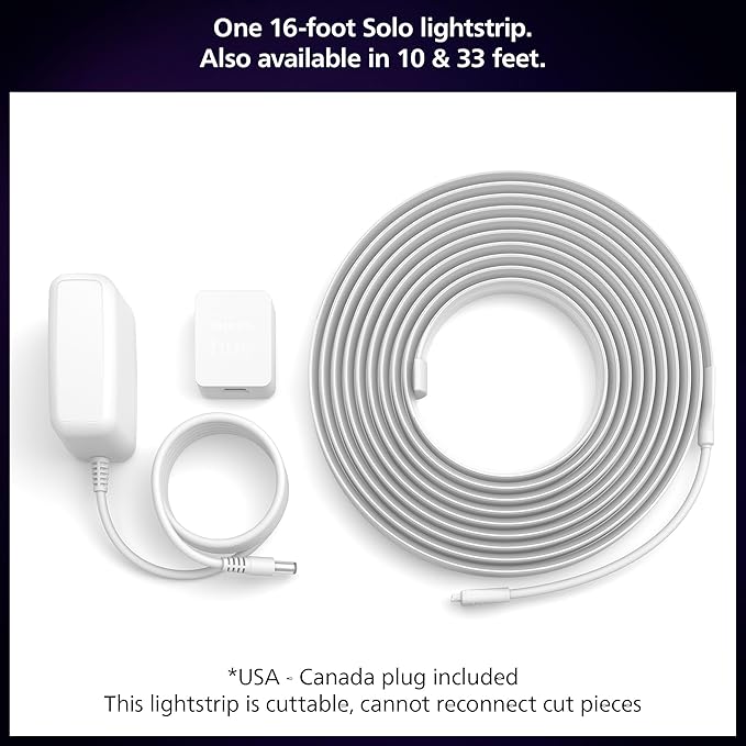 Philips Hue Indoor 16 Ft Smart LED Solo lightstrip Base Kit - 1 Pack - Control with Hue App - Compatible with Alexa, Google Assistant and Apple HomeKit| (Pack of 4)