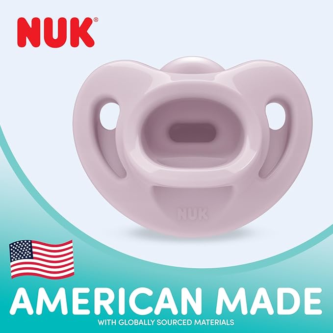 NUK Timeless Comfy Pacifier | 100% Silicone, One-Piece Design | BPA-Free, Gentle on Baby’s Skin | 5-Pack, for 6-18M