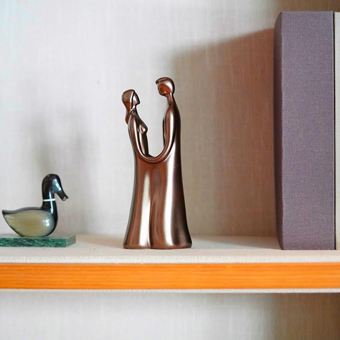 Couple Statue, Romantic Embrace Figurine - Elegant Home Decor for Living Room, Office Desk - Unique Anniversary & Valentine's Day Gift Idea for Her/Him, Wife/Husband - Resin with Premium Finish, 7.48"
