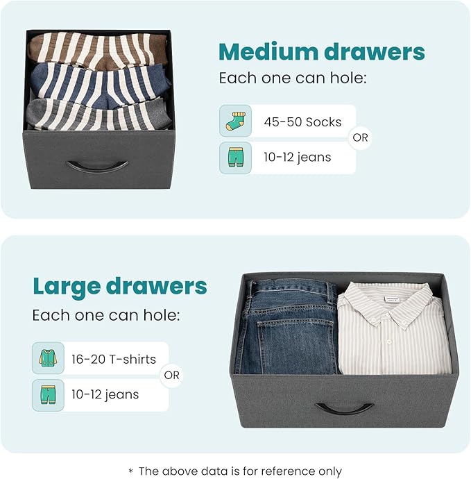 OLIXIS 7 Drawers Dresser for Bedroom, Fabric Storage Tower for Living Room, Entryway - Sturdy Steel Frame, Wooden Top & Easy Pull Fabric Bins, Closet Chests Organizer for Clothes, Classic Grey