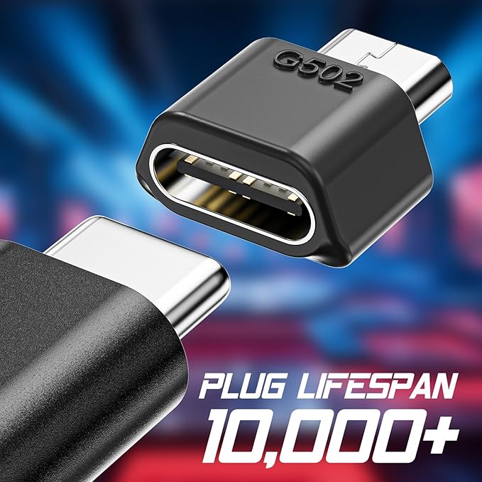 USB-C Adapter Compatible with Logitech G502 Wireless Gaming Mouse,Micro USB to Type-C Converter | Model-Specific Fit | Support Charge & Data Sync | 3-Second Install | 10K+ Durability