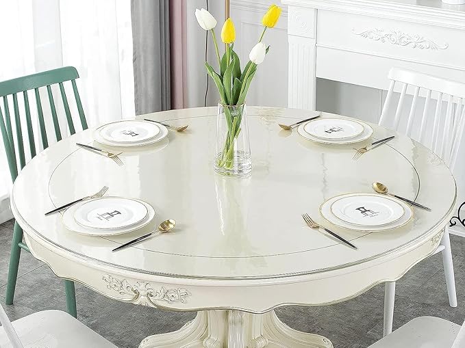 Deep Dream 1.5mm Thick 70 Inches Clear Round Table Protector, Round Table Cover, Tablecloth Protector, Table Protector for Dining Room Table & Office