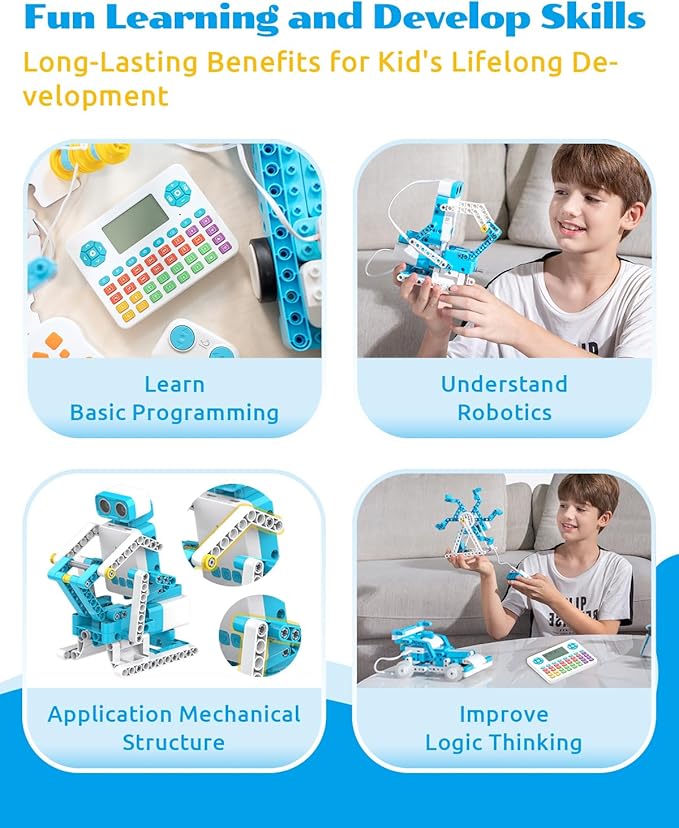WhalesBot D3 Pro 12-in-1 STEM Wecode Pad Coding Robot Kit for Kids, 388-Piece Educational Building Set with Interactive Storytelling, Ideal Toy Gift for Boys & Girls Ages 6-8