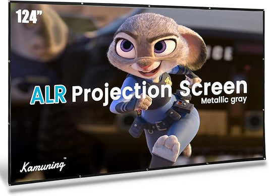KAMUNING 120 inch Gray ALR Projector Screen, 4K Movie Projector Screen,16:9 HD mini Home Theater Movie Screen, Suitable for Bedroom,Yard, Camping, Spontaneous Movie Night or Road Trip