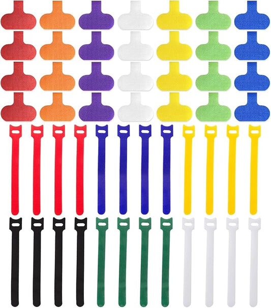 Cable Management Kit, 28 Pcs Multi-color Cable Labels and 24 Pcs Reusable Fastening Cable Ties, Cord Labels/Wire Ties For Home, Office, Desk, Cable Organizer, Cord Management