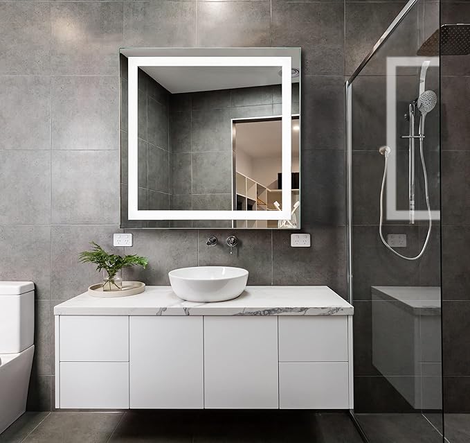LED Vanity Bathroom Mirror 32 x 32 in. Wall Mounted, Dimmable, Lighted, Anti-Fog Mirror – Modern, Frameless Design
