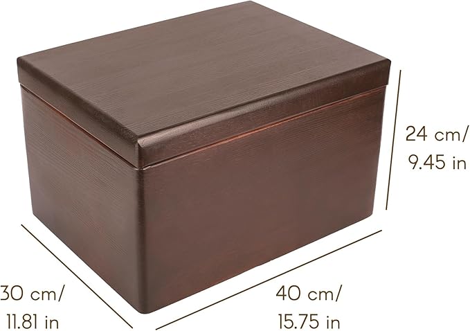 Large Brown Wooden Box Storage with Hinged Lid | 15.8 x 11.8 x 9.44 inches (+-0.5) | Gift Box Kitchen Storage Document | Product NOT Intended for 15 Years OR Below