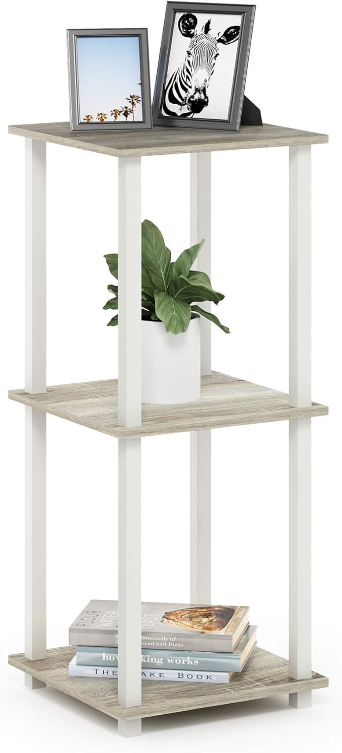 Furinno SIMPLISTIC Side Table Set of 2, 2-Tier End Table, Nightstand, Night Stand, Bedside Table, Easy Assembly, for Living Room, Bedroom, Sonoma Oak