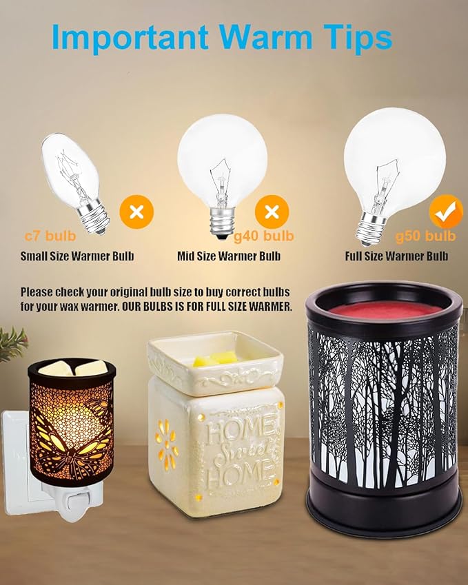 20 Watt Light Bulbs for Wax and Candle Warmers, E12 Base Lamp Bulbs for Mid-Size Scentsy Warmer, Dimmable, Warm White, High Temperature Resistance (6 PCS)