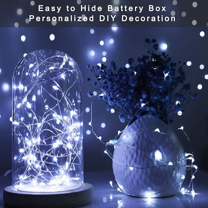 Fairy Lights Battery Operated, 12-Pack Mini String Lights, 20 LED 7ft Twinkle Firefly Starry Lights for DIY Craft Mason Jar Bedroom Wedding Party Table Christmas Decoration (Cool White)