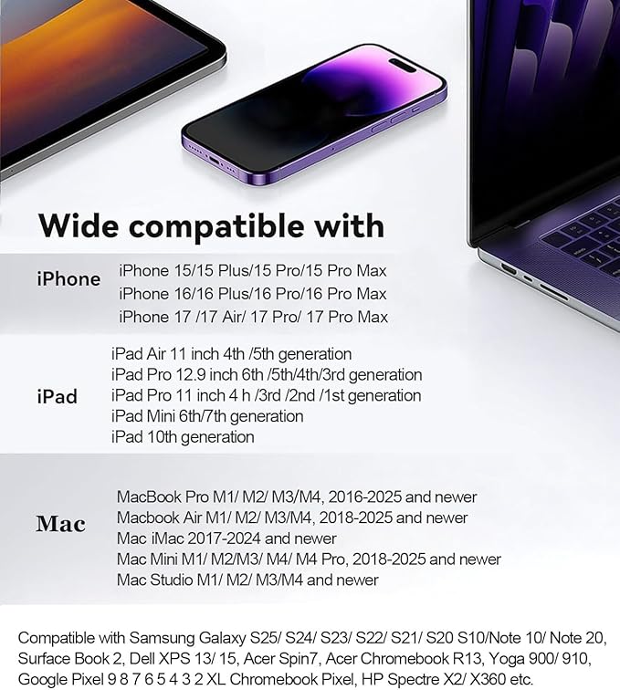 Apple USB-C to HDMI Adapter 4K@120Hz for iPhone 15 16 17 MacBook Pro Air iPad Pro, MFi Certified USB 3.1 Type C Digital AV HDMI 2.0 Cord Compatible with Samsung Galaxy S25/S24/S23 and More