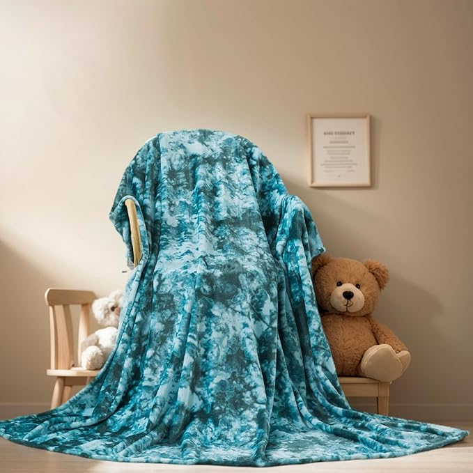 Richave Fuzzy Blanket King Size - Teal, Premium Lightweight Anti-Static, Plush and Furry Faux Fur, Reversible Blankets for King Calking Bed, 90x108 Inches,Teal