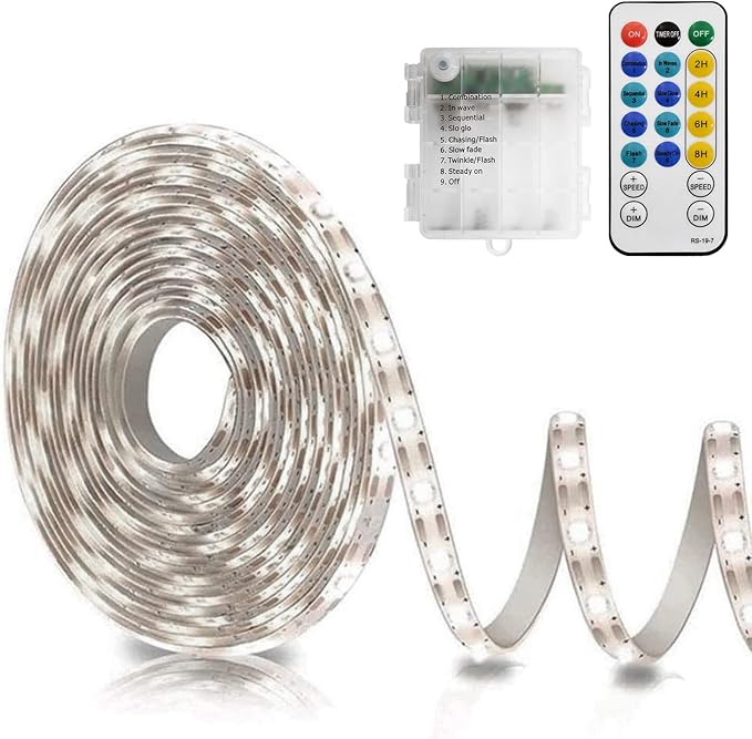 echosari Strip Lights Battery Operated, 16.5Ft 150 LED 2835 SMD Closet Strip Lights with Remote for Bedroom, Kitchen, Cabinet Décor (Cool White)