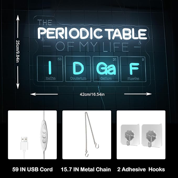 The Periodic Table of My Life Neon Sign, Dimmable Science-Themed Neon Light for Bedroom, Dorm, Geek Gifts