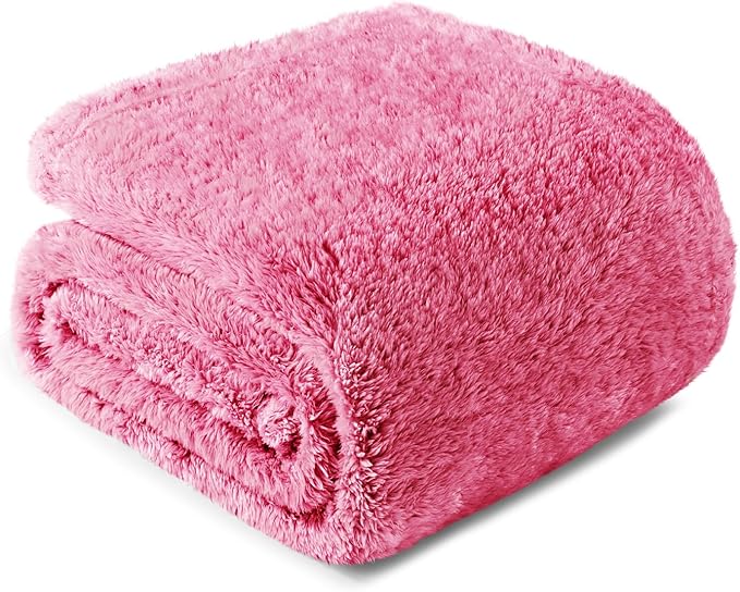 Exclusivo Mezcla Plush Fuzzy Fleece Throw Blanket Extra Large, Super Soft, Fluffy and Warm Blankets for Couch, Bed, Suitable for All Seasons (50x70 Inches, Mixed Hot Pink)