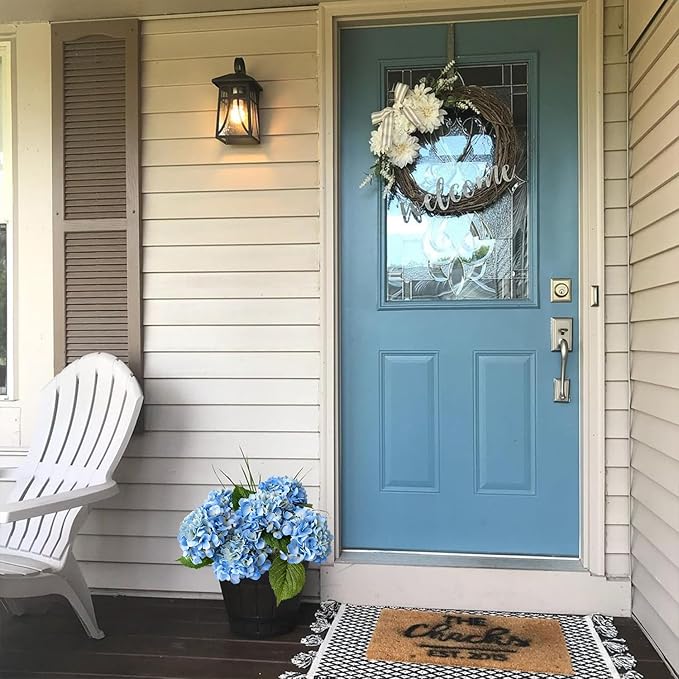 Light Blue Flowers Hydrangea Artificial Flowers, 4PCS 21" Latex Real Touch Vintage Lifelike Silk Flowers,Faux Hydrangea Bouquet Fake Flowers for Wedding Centerpieces Tables Party Outdoor Home