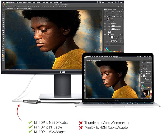 USB C to Mini Displayport (4K@60Hz), Thunderbolt 3 to Mini DisplayPort Adapter for iPhone 15/16/17 Series, M2-M4 MacBook, MacBook Air/Pro 2020-2025, Galaxy S18-S25, Steam Deack and Rog Ally