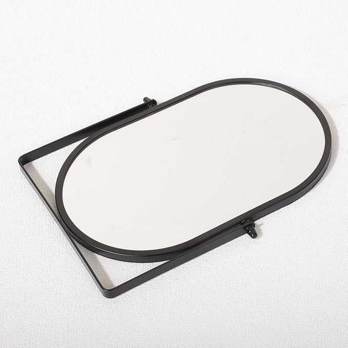 Metal Stand Adjustable Makeup Vanity Mirror Portable Black Desktop Mirror with 180° Rotation Desk Mirrors for Dressing Room,Bedroom, Bathroom,Tabletop