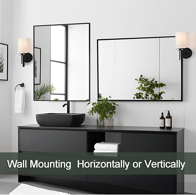 Bathroom Mirror 30x36 Inch, Black Frame Mirror 30"x36", Rectangle Wall Mounted Mirror, Metal Framed Vanity Mirror for Wall 30 by 36, Modern Mirror Hangs Horizontal Or Vertical