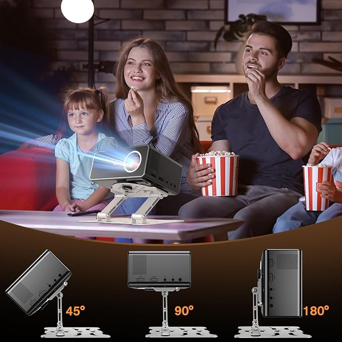 Mini Desktop Projector Stand Adjustable Table Mount with 1/4" Screw Mini Holder Bracket with Cable Ties,180° Dual-Axis Rotation, Multi-Hole Design, Anti-Slip Pads for Secure Projector Holder