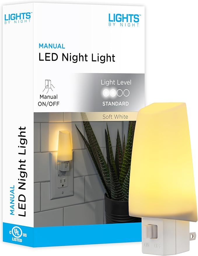 Lights by Night LED Night Light, Plug-in Manual On/Off Warm White, Sunrise Sunset Ideal Nightlight for Bedroom, Bathroom, Nursery, Hallway, Kitchen, 44941