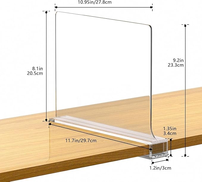 Aolloa 10 PCS Shelf Dividers for Closet Organization Acrylic Clear Closet Shelf Divider for Wooden Shelving Suitable for Wooden or Vertical Shelves Or Bedroom, Kitchen and Office