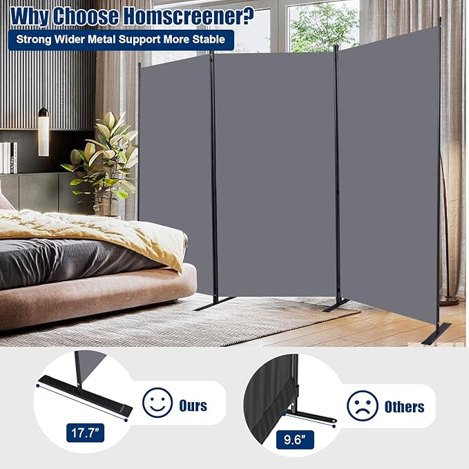 Room Divider 6FT Portable Room Dividers and Folding Privacy Screens, 102'' W Fabric Divider for Room Separation, 3 Panel Partition Room Dividers Freestanding Wall Divider Screen for Dorm Studio Office