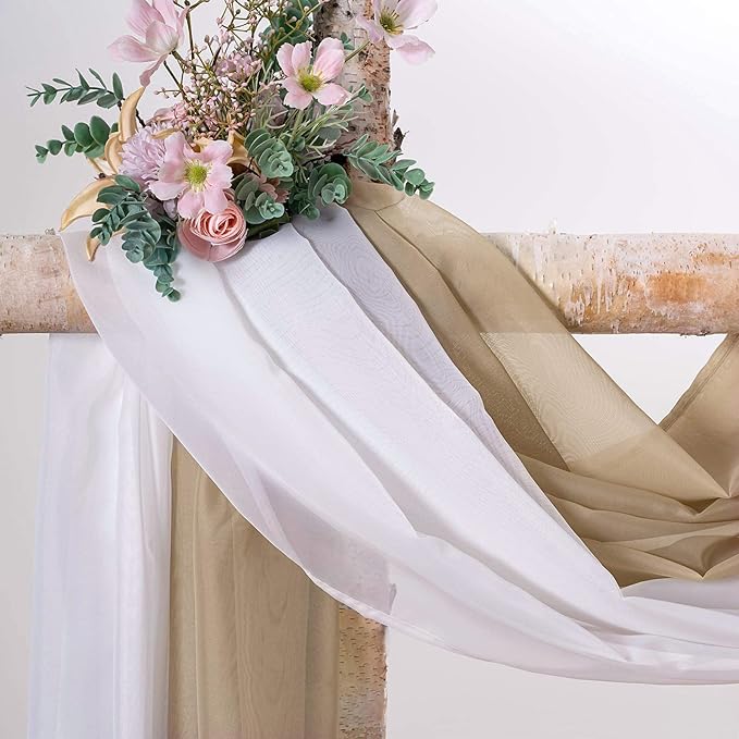 MIULEE Luxury Sheer Voile Elegant Window Scarf Topper - Long Valance Solid Treatment Swags Drapes for Ceremony, Wedding, Canopy Bed - 54" x 216" White 1 Piece