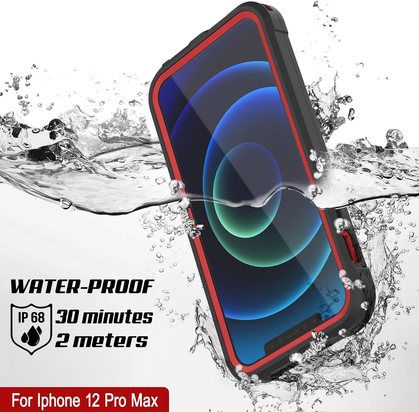 Punkcase Waterproof Case for iPhone 12 Pro Max [Maximus Series][Slim Fit][IP68 Certified] Clear Armor Cover with Screen