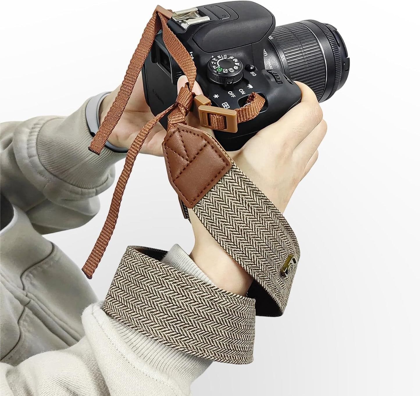 1 Pack, TENOC Vintage Camera Strap Canvas Herringbone Neck Shoulder Strap with Quick Release Buckles