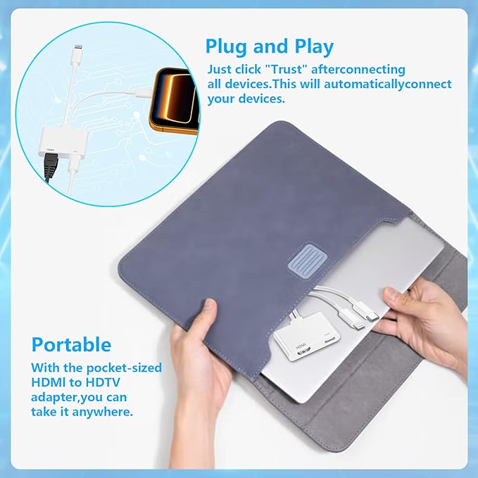[Apple MFi Certified] Lightning and USB-C to HDMI Adapter for iPhone ipad to TV, 4K@60 Hz Sync Screen Apple to Digital AV Adapter for MacBook iPhone 17/16/15/14/13/12 to TV/Projector/Monitor