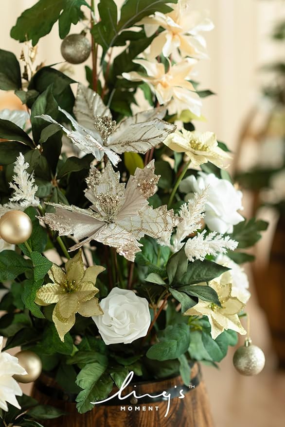 Ling's moment 41" Tall Free Standing Artificial Flowers Arrangements 2 pcs Wedding Arch Altar Stage Decorations Champagne Christmas for Ceremony Reception Rose Floral Party Outdoor Centerpieces Decor