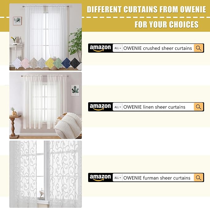OWENIE Sheer Curtains 84 inch Length, Ivory Sheer Cutains 2 Panels Set for Bedroom/Living Room, Rod Pocket Voile Fimly Drapes, 2pcs, Each 42" W x 84" L