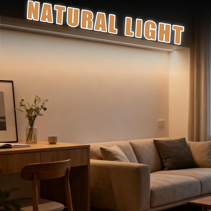 RadiantFlux 4000K 16.4Ft Led Strip Lights, Natural Light Strips Lights Indoor Use, Dimmable,Flexible, Super Bright LED Tape Lights for Living Room, Kitchen, Vanity Mirro