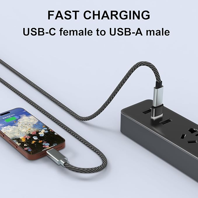 USB to USB C Adapter 10 Pack, Type C Female to A Male Charger Cable Converter for iPhone 15 14 13 12 Pro Max Plus, Apple Watch Ultra iWatch 9 8 7, MacBook Pro, iPad 10 9,Samsung Galaxy S20-23 and More