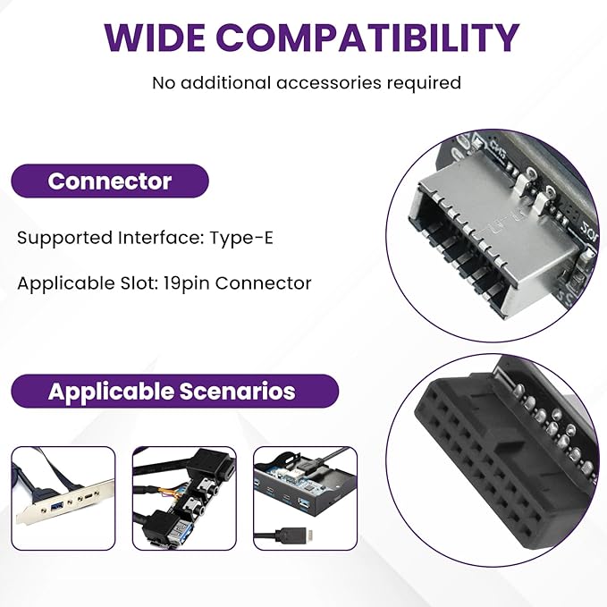 USB 3.2 Gen 1 to USB 3.2 Gen 2 Header Adapter, Motherboard 19Pin to Type-E Header Converter, Front Panel Adapter for Type C Motherboard (Vertical Type)
