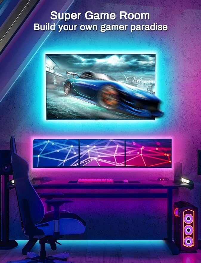 MATICOD LED Lights for TV, 13.1ft TV Lights for 45-60in, Music Sync Color Changing Tv Backlight with Bluetooth Smart App Remote Control, USB Powered RGB 5050 RGB Strip Light for Xmas Decor