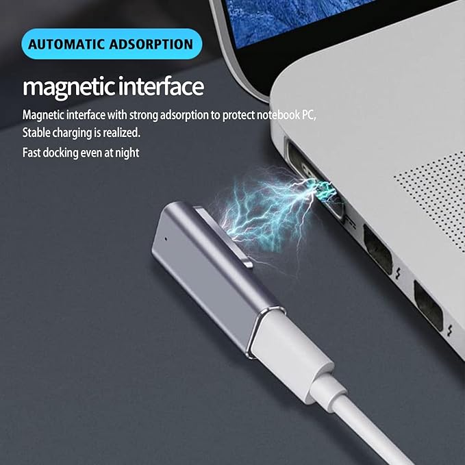 Magnetic USB C to Magnetic 2 Male to Female Adapter Safe 2 PD 100W Power Fast Charging Converter for 2013-2015 MacBook Pro Air with 100W/5A USB C Cable (1.5M)
