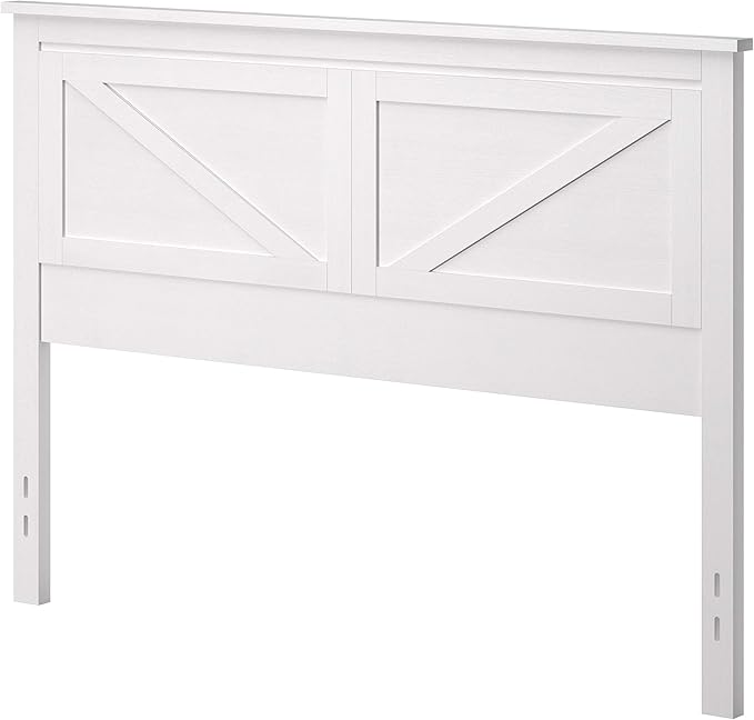 Glenwillow Home Farmhouse Style Wood Panel Headboard in Gloss White - Queen Size