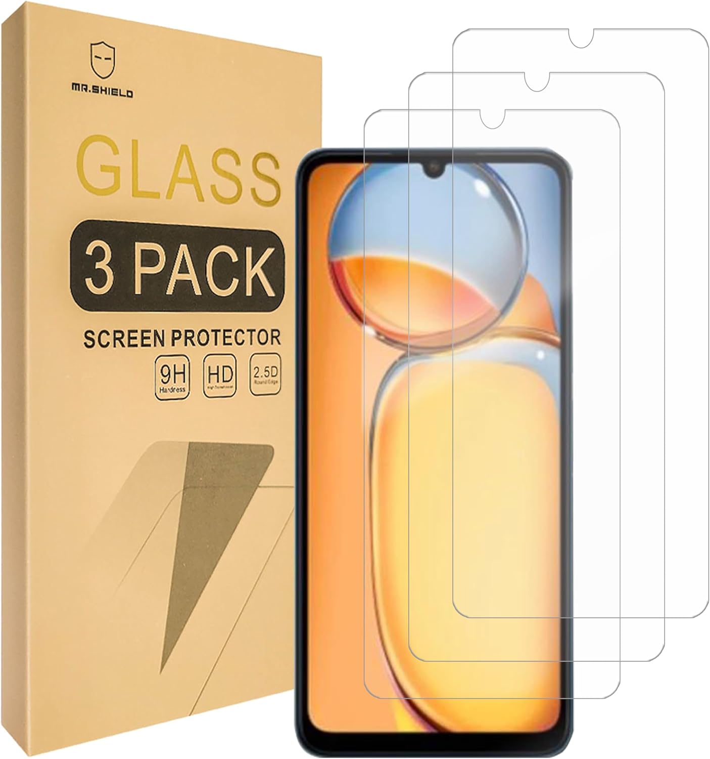 Mr.Shield Screen Protector [3-Pack] for Xiaomi (Redmi 13C) [Tempered Glass] [Japan Glass 9H Hardness]