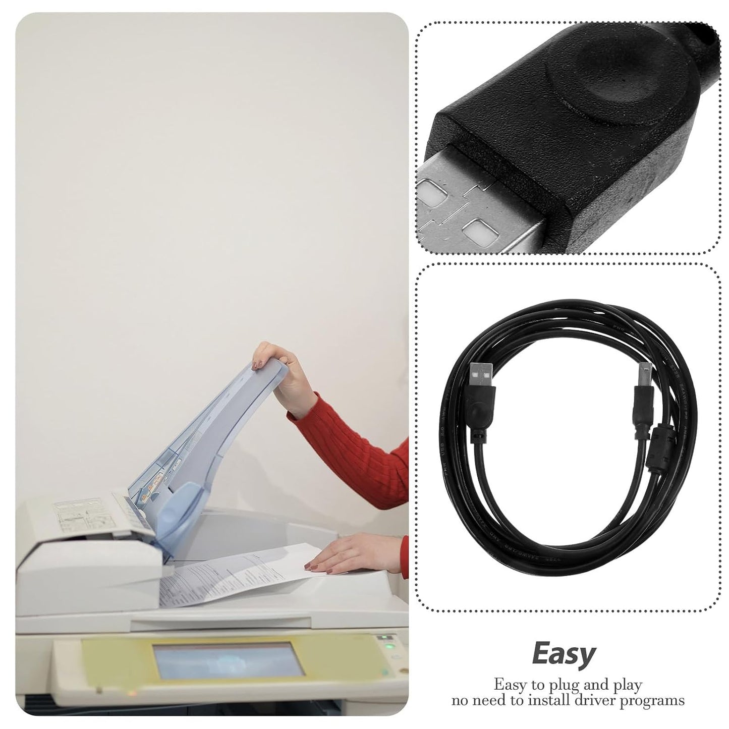 2.0 3 Levemolo USB Printer Cable Meter Black for Office and Home Use, Computer and Fax Machine USB Connection Cord