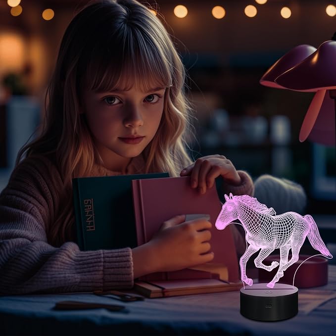 Horse Toys Night Light, Horse Stuff 16 Colors Changing Lamp with Remote Control, Horses Gifts for Girls' Room, Birthday, Holiday and Xmas Day