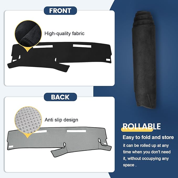 Dashboard Cover Mat Custom Fit for 1986-1993 Chevy S10 Blazer/GMC S15 Jimmy Sonoma/1991-1994 Oldsmobile Bravada Dash Cover Nonslip Dash Mat Protector Sunshade No Glare Black