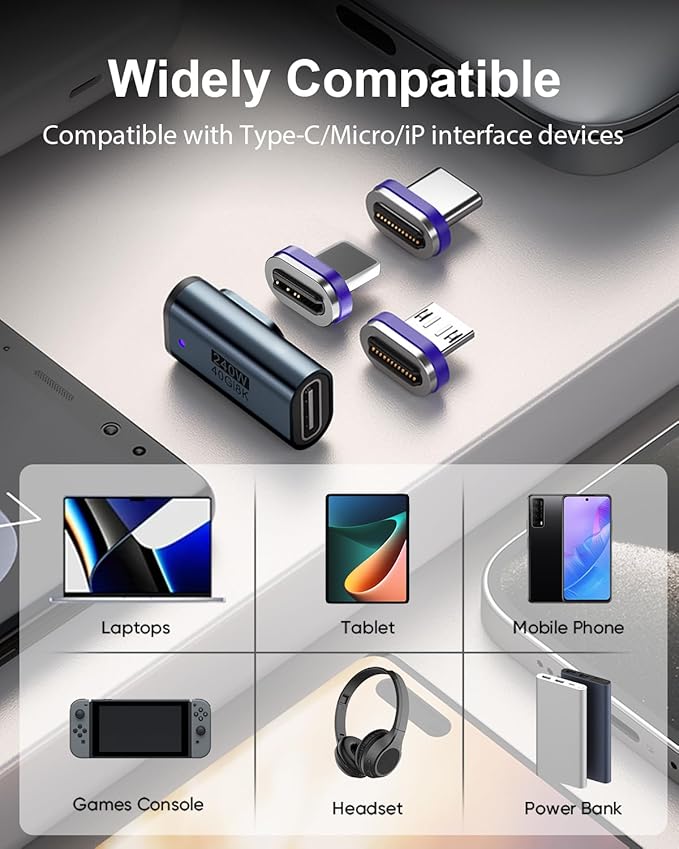 Magnetic Adapter Tips 3 Pack 24 PINS USB2.0 Replacement OTG Tips for Type C Devices Magnetic Phone Cable Male Adapter for Samsung Galaxy S8 S22+ Plus Google Pixel (USB C)