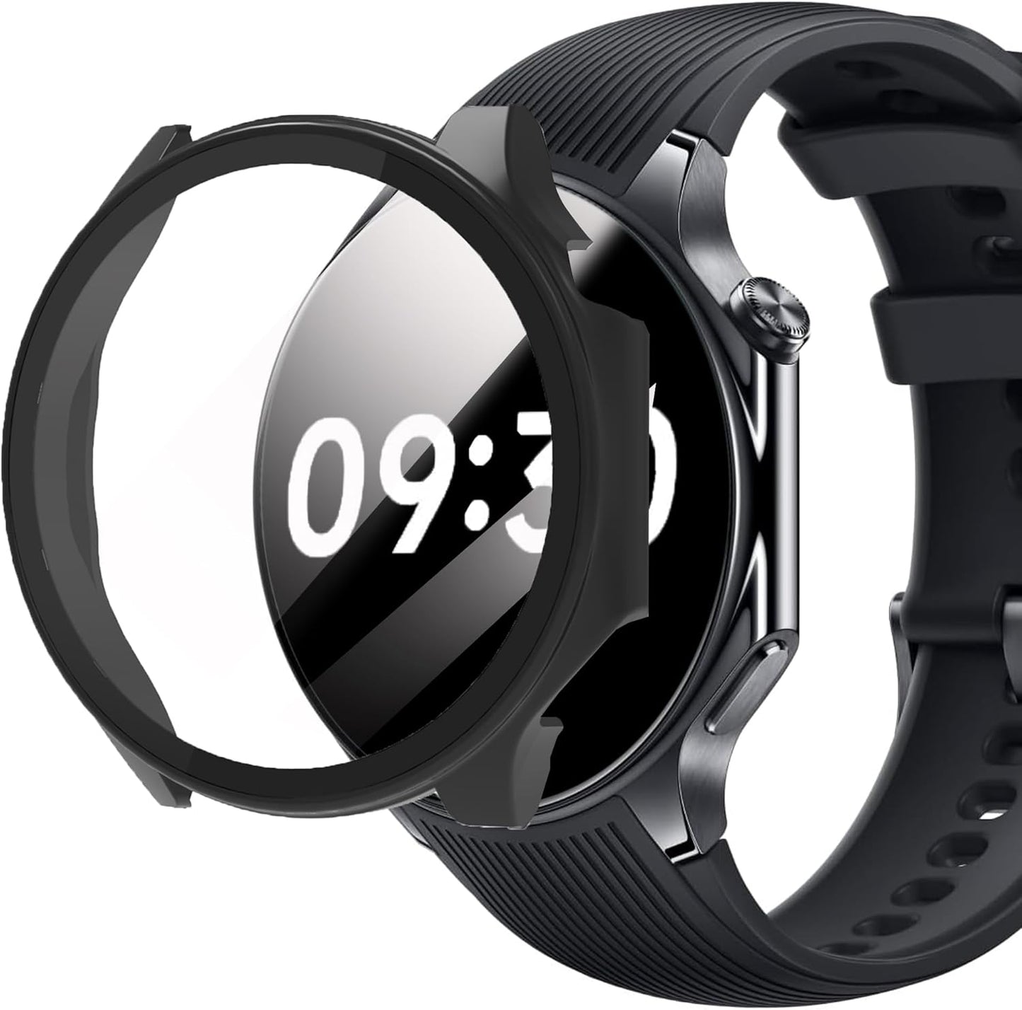 Lamshaw Hard PC Case for OnePlus Watch 2 with Screen Protector, Compatible Smartwatch Case (Black)