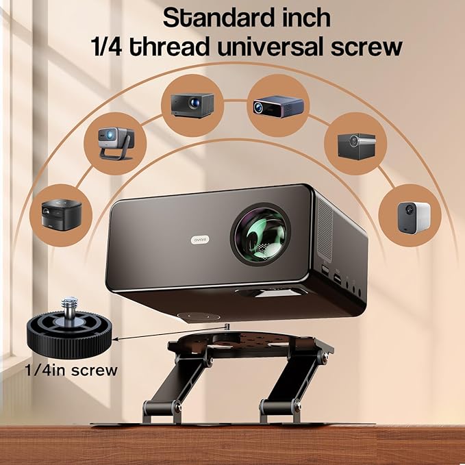 3-in-1 Adjustable Projector Mount Stand – Universal Ceiling/Wall/Table Mount with 180° Dual-Axis Rotation, Multi-Hole Design, Anti-Slip Pads, 1/4" Screw Compatible for Mini & Standard Projectors
